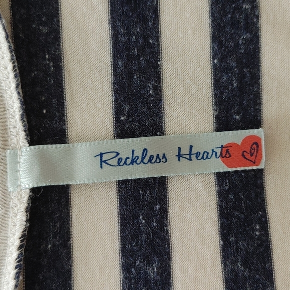 Reckless Hearts navy stripe cropped tee sequin anchor - Picture 3 of 5